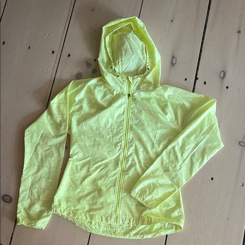 Athleta Yellow Raincoat Lightweight Hooded Jacket